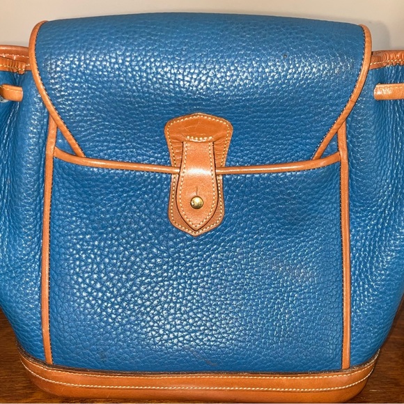Dooney & Bourke Blue and Brown Leather Backpack - Picture 3 of 5